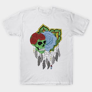 Lime green skull dream catcher T-Shirt